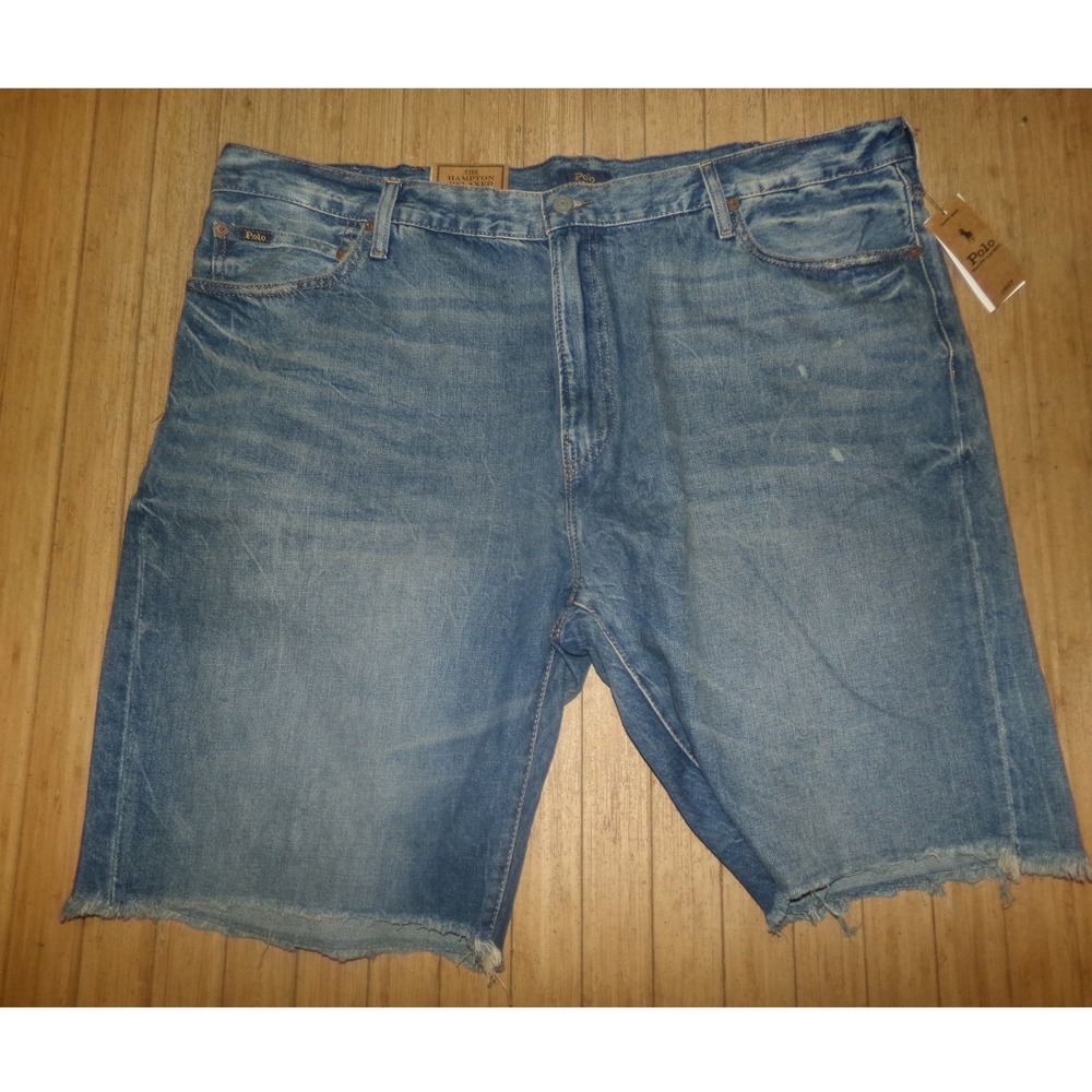 Polo Ralph Lauren The Hampton Relaxed Denim Shorts Light Wash Raw Hem Mens 44B